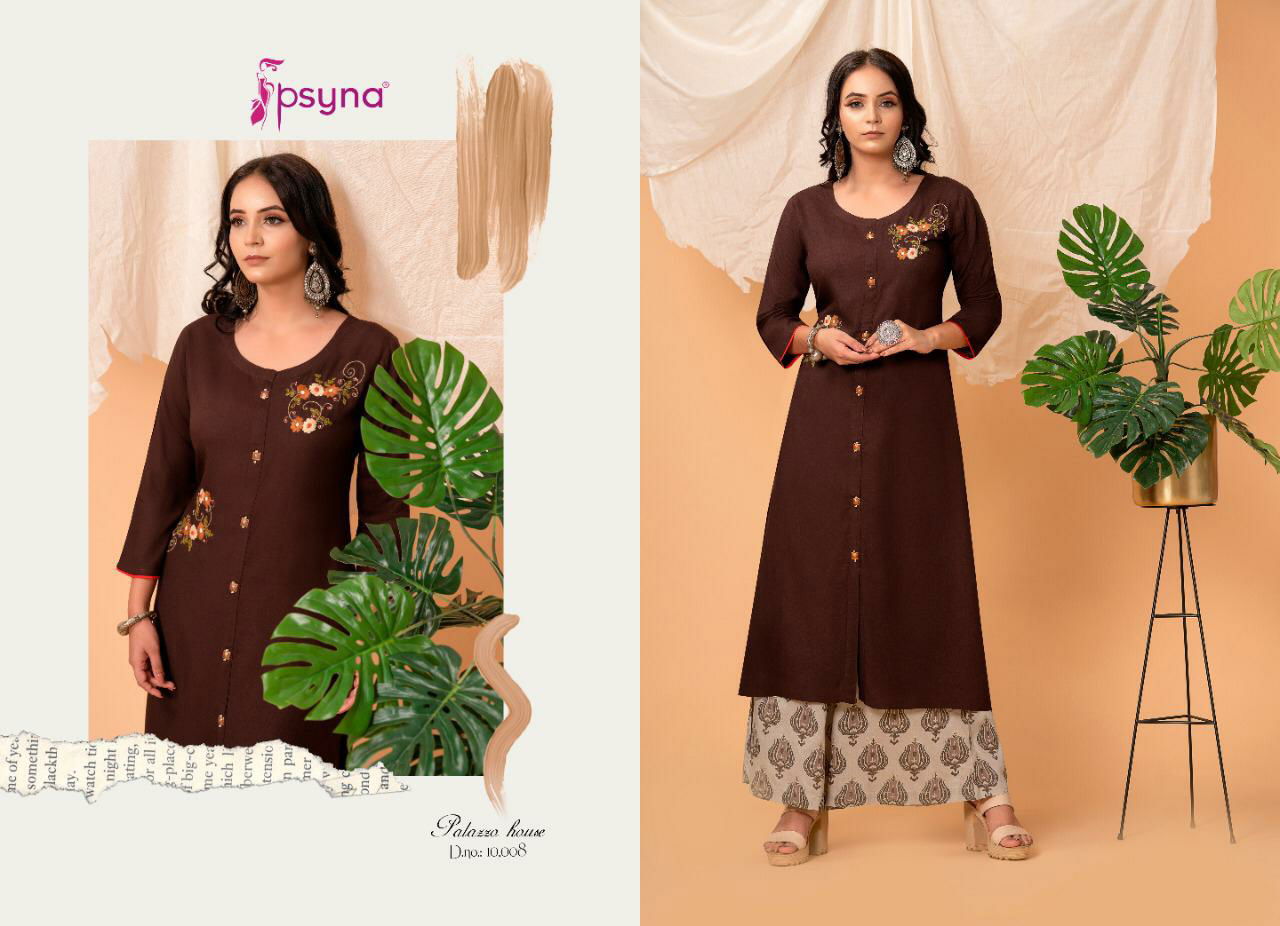 Psyna Palazzo House 10 Kurtis With Bottom Catalog
